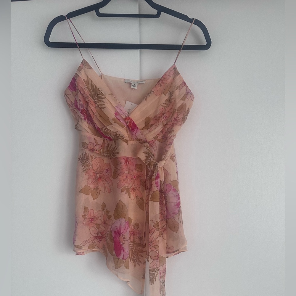 Banana Republic Floral Chiffon Camisole Top Blush Pink